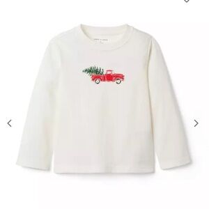 Janie and Jack Cream Long Sleeve Tee with Red Truck - NWT Size- Boys Size 8
